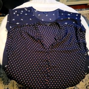 Zenobia Women’s 3XL set of 2 Short Sleeve Black fun designs Blouses